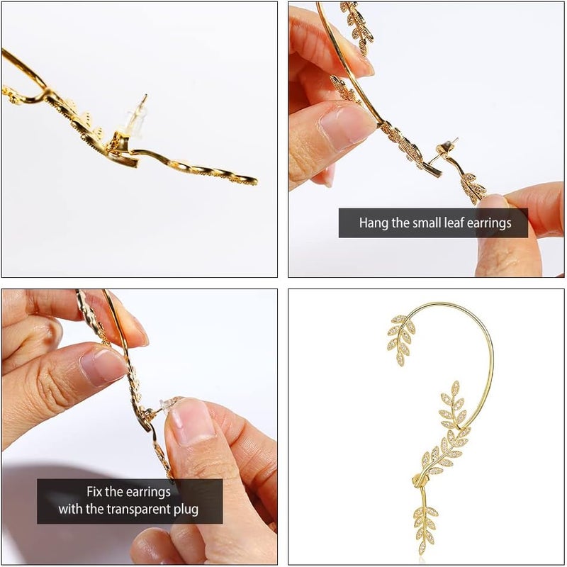 Vercret Gold Cuff Earrings for Women Cartilage Ear Cuff CZ Adjustable Ear Clip Wrap Around Earring No Piercing - Image 2